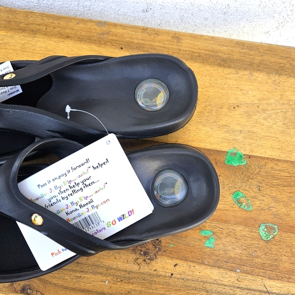 Hawaiian Jellys Ultra Comfort O'o Black Lava Unisex Sandals Women's Siz… - Picture 13 of 16